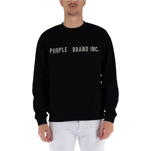 Herren Crewneck Sweatshirt mit Buchstabendruck , Herren, Größe: M - Purple Brand - Modalova