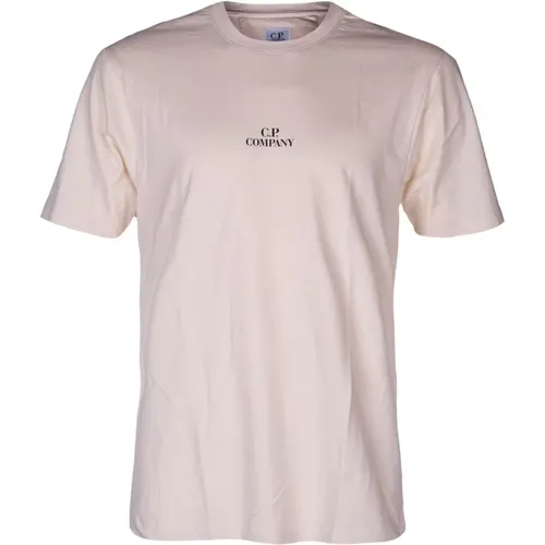 Men's Crew Neck T-shirt, Regular Fit with Front Logo , male, Sizes: L, 2XL - C.P. Company - Modalova