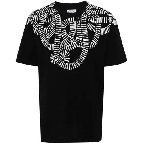 T-Shirt mit Schlangeneffekt und Logo-Print , Herren, Größe: L - Marcelo Burlon - Modalova