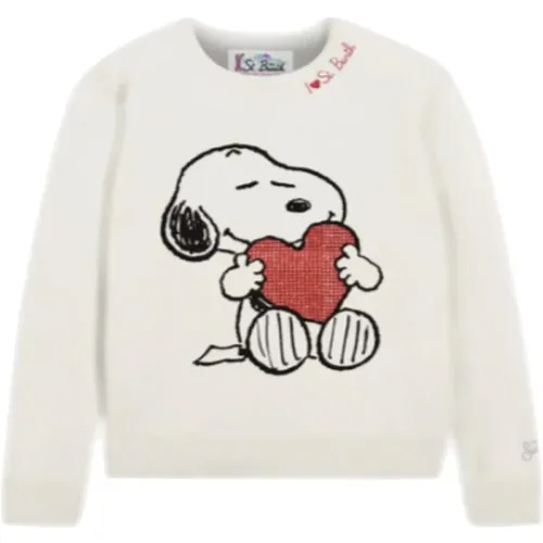 Snoopy Heart Rhinestone Crewneck Pullover , Damen, Größe: S - MC2 Saint Barth - Modalova