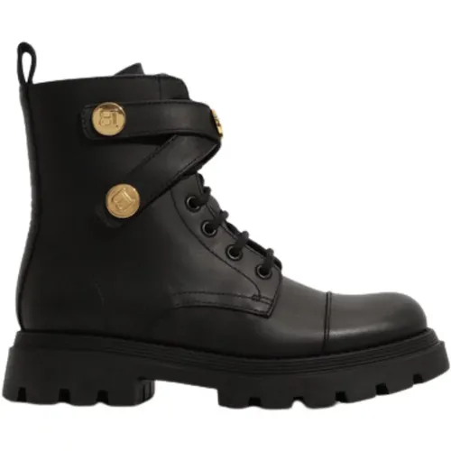 Schwarze Leder Kinderstiefel - Balmain - Modalova