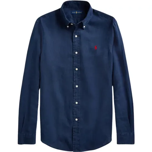 Marineblau Langarm Sportshirt , Herren, Größe: 2XL - Ralph Lauren - Modalova