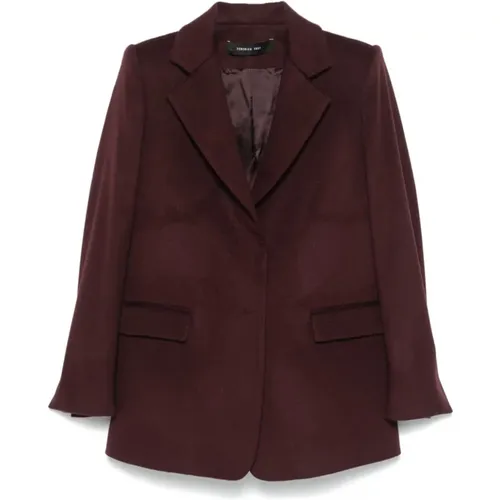 Bordeaux Wool Cashmere Blazer , female, Sizes: L, M - Federica Tosi - Modalova