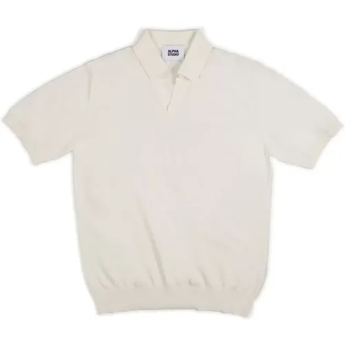 Herren Weißes Polo Baumwolle Crepe Hemd , Herren, Größe: 3XL - Alpha Studio - Modalova