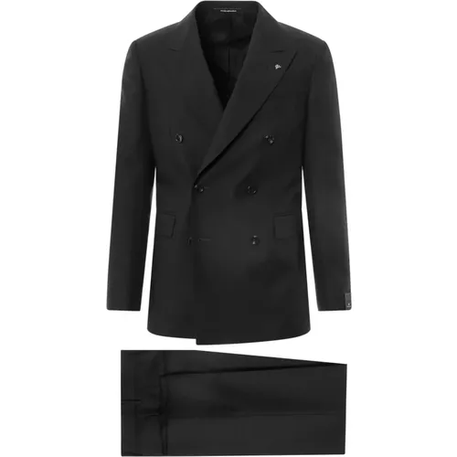 Double-Breasted Suit with Peak Lapel , male, Sizes: S - Tagliatore - Modalova