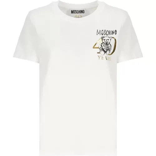 Weiße Teddybär-Print-T-Shirt - Moschino - Modalova