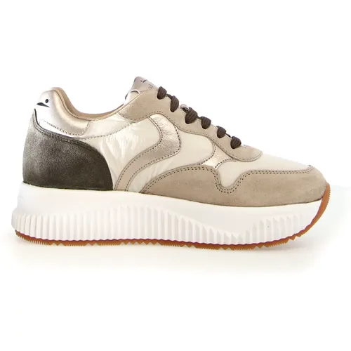 Cremefarbene Sneakers mit Kontrastdesign , Damen, Größe: 40 EU - Voile blanche - Modalova