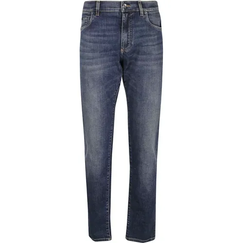 Slim-Fit Jeans mit Gewaschenem Denim-Look , Herren, Größe: 3XL - Dolce & Gabbana - Modalova