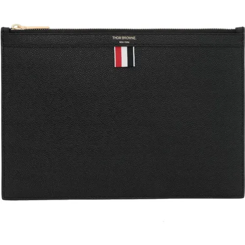 Leather Document Holder with Tricolor Lining , male, Sizes: ONE SIZE - Thom Browne - Modalova