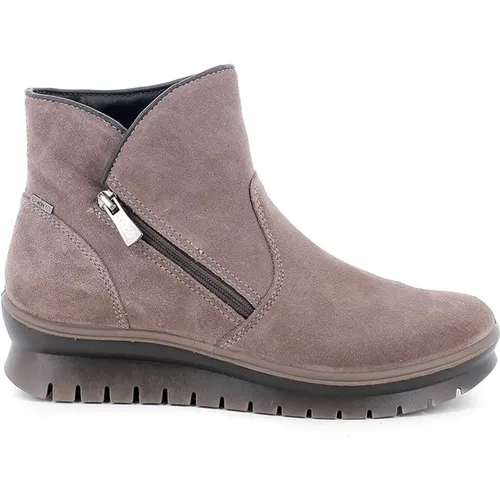 Grey Leather Ankle Boots with Gore-Tex , female, Sizes: 5 UK, 2 UK, 6 UK, 4 UK, 3 UK - IGI&Co - Modalova