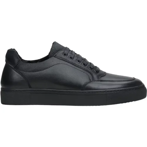 Herren Schwarze Leder Low-Top Sneakers mit Isolierung für den Winter Er00114237 , Herren, Größe: 39 EU - Estro - Modalova