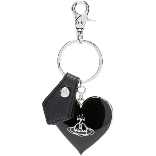 Schwarze Schlüsselanhänger Orb Logo Herz Charme - Vivienne Westwood - Modalova
