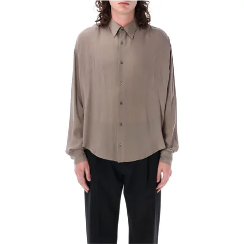 Light Taupe Boxy Shirt Ss24 , male, Sizes: L - Ami Paris - Modalova