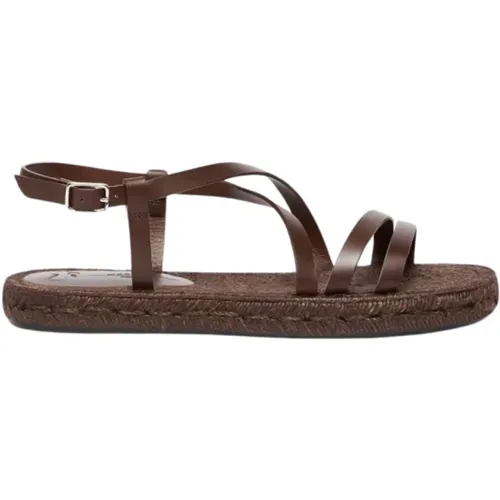 Stilvolle Ledersandalen mit silberner Schnalle - Max Mara Weekend - Modalova