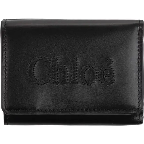 Schwarze Trifold Mini Geldbörse , Damen, Größe: ONE Size - Chloé - Modalova