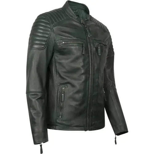 S-W Stripes Leather Jacket , male, Sizes: 2XL, S, M, L, XL, 3XL, 4XL - Cycas D’or - Modalova