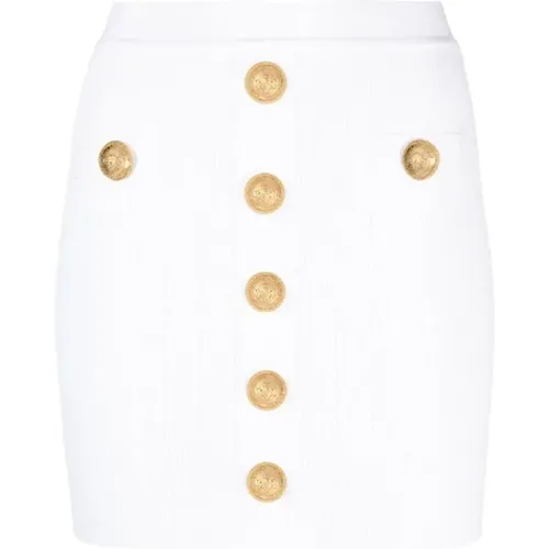Skirt with Gold Buttons , female, Sizes: S, M - Balmain - Modalova