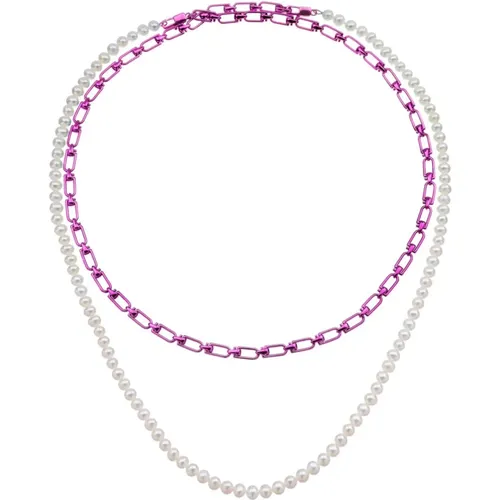 Handgemachtes Doppelhalskette mit Perlen,Doppelkette mit Perlen und fluo Finish - Eéra - Modalova