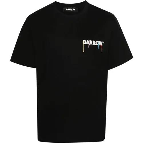 Schwarzes Baumwoll-T-Shirt mit Logo-Print , Herren, Größe: S - Barrow - Modalova