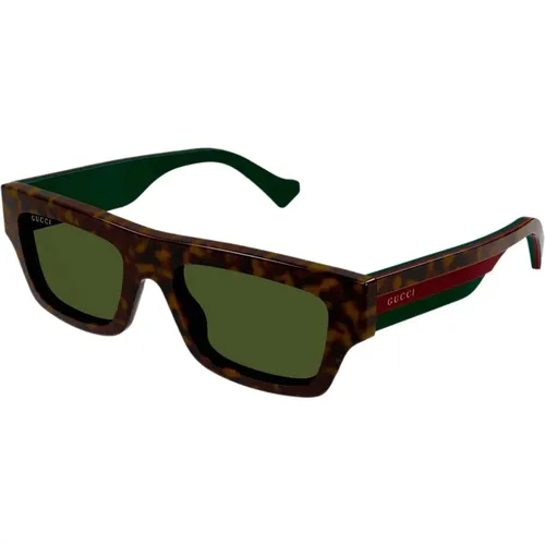 Flat Top Havana Sunglasses with Web Temple , male, Sizes: 55 MM - Gucci - Modalova