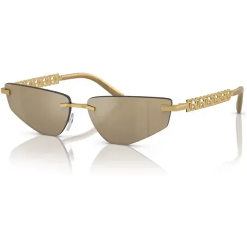 Gold Klar Spiegel Echt Gelb Sonnenbrille - Dolce & Gabbana - Modalova