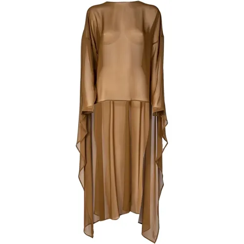 Transparente Bluse mit Langen Ärmeln, Asymmetrische Länge , Damen, Größe: XS - Erika Cavallini - Modalova