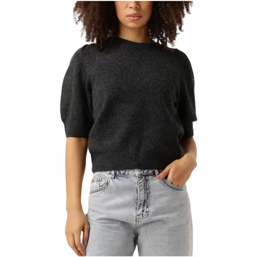 Graues Bow Knit Tee Elegantes Top , Damen, Größe: L - NEO NOIR - Modalova