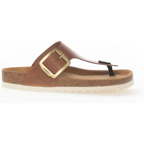 Cognac Leder Mule Sandalen , Damen, Größe: 38 EU - Gabor - Modalova