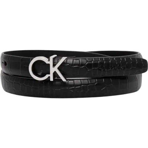 Krokodileffekt Dünner Gürtel , Herren, Größe: 80 CM - Calvin Klein - Modalova