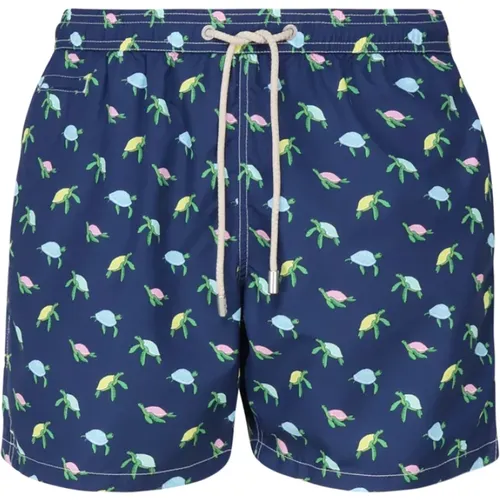 Blue Sea Turtle Nylon Swim Shorts , male, Sizes: L, M, XL, 2XL, 3XL - MC2 Saint Barth - Modalova