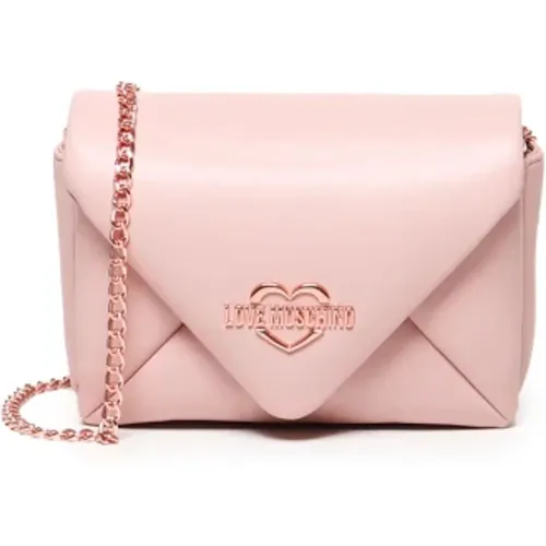 Rosa Metallic Lettertasche mit Magnetischem Verschluss - Love Moschino - Modalova