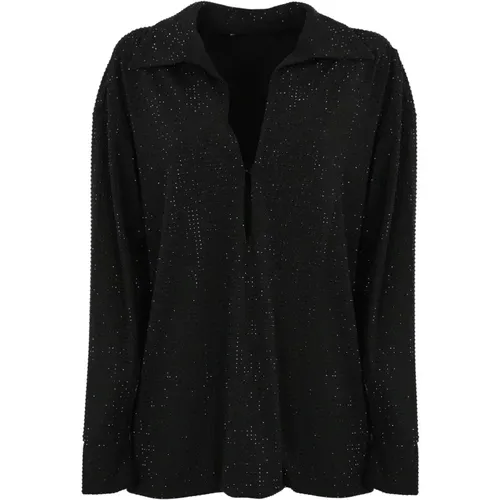 Schwarzer Pullover mit Strass - Philosophy di Lorenzo Serafini - Modalova