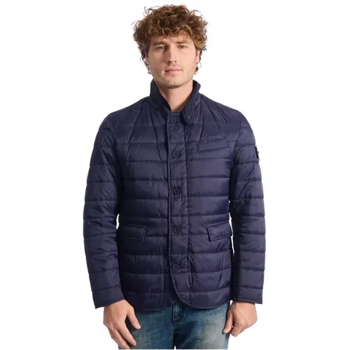 Blaue Steppjacke mit Hohem Kragen und Taschen , Herren, Größe: XL - Baldinini - Modalova