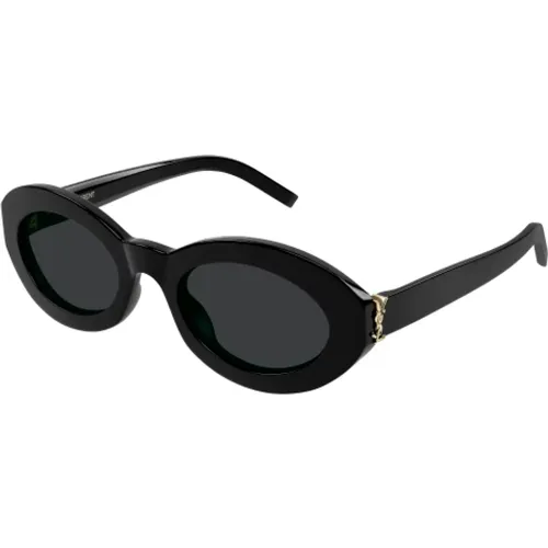 Schwarze Fett Oval Sonnenbrille SL M136 - Saint Laurent - Modalova