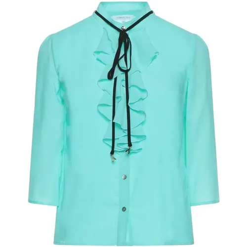 Grüne Bluse mit Mandarin-Kragen aus Polyester , Damen, Größe: XS - PATRIZIA PEPE - Modalova
