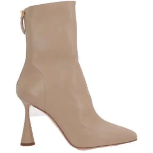 Leather Zip-Up Boots with Sculpted Heel , female, Sizes: 7 UK - Aquazzura - Modalova