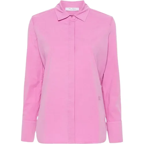 Lila Popeline Hemd Peonia Pink , Damen, Größe: 2XS - Max Mara - Modalova