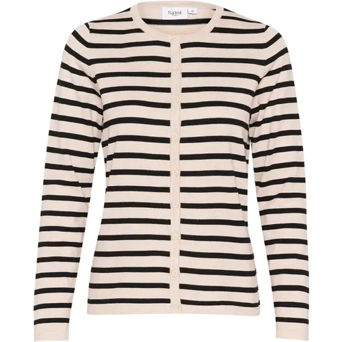 Striped Cardigan Gray Morn Mila Stripe , female, Sizes: XS, L - Saint Tropez - Modalova