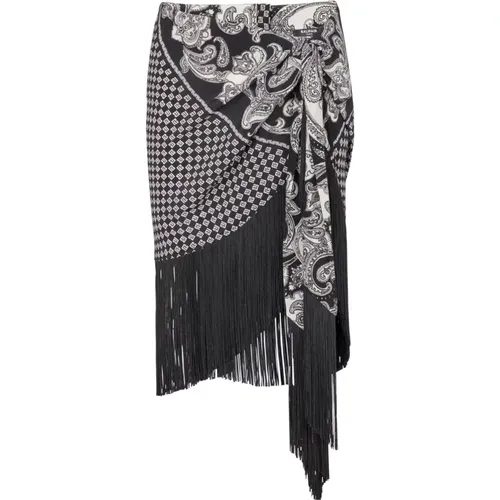 Fringed silk scarf skirt , female, Sizes: 2XL - Balmain - Modalova