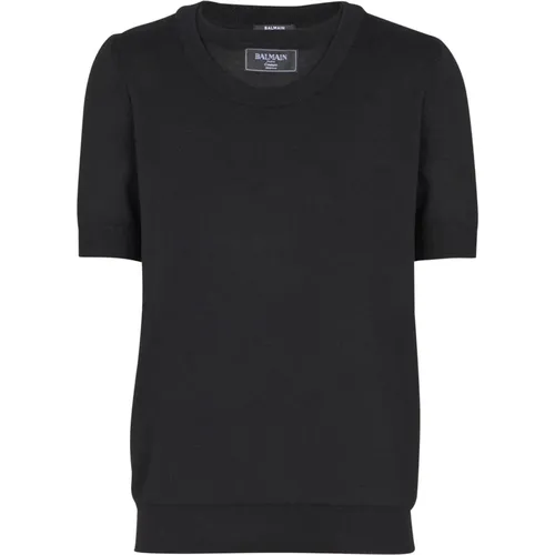 T-Shirt mit doppeltem Kragen , Herren, Größe: L - Balmain - Modalova