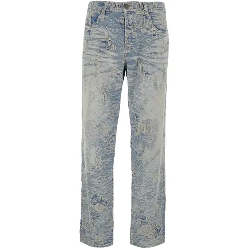 Denim Jacquard Destroy Fit , male, Sizes: W30, W34, W32 - Diesel - Modalova