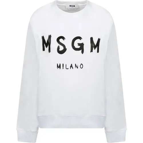 Weißes Logo-Print-Sweatshirt , Damen, Größe: M - MSGM - Modalova