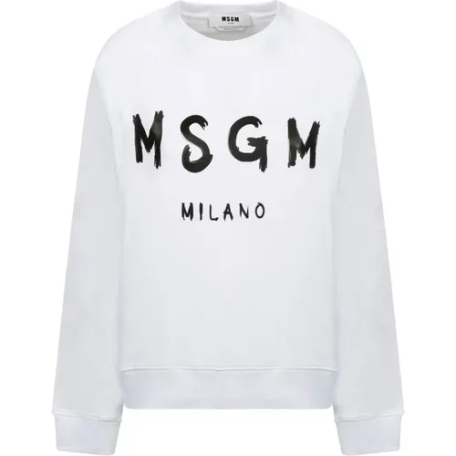 Weißes Logo-Print-Sweatshirt , Damen, Größe: S - Msgm - Modalova