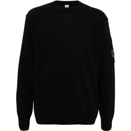 Schwarzer Pullover mit umgekehrten Nähten , Herren, Größe: M - C.P. Company - Modalova