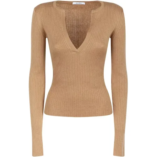 Kaschmir Seiden Camel Pullover , Damen, Größe: M - Max Mara - Modalova