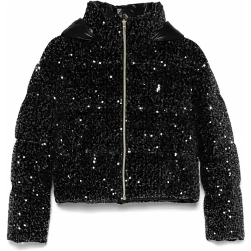 Pailletten Samt Steppjacke Kapuze,Pailletten Kapuzen Steppjacke Kinder - Herno - Modalova