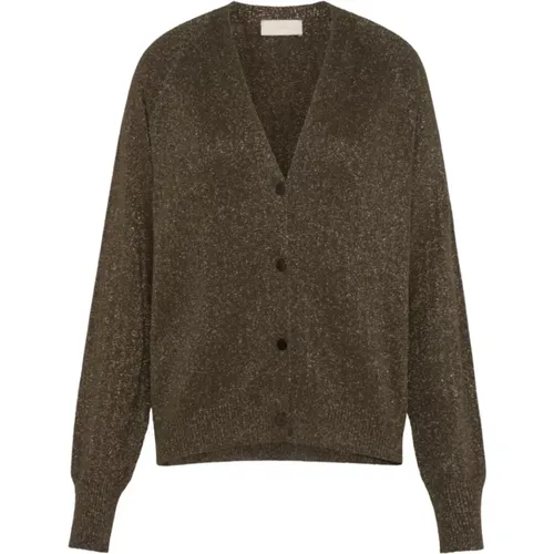 Langarm V-Ausschnitt Lurex Cardigan - Momoni - Modalova