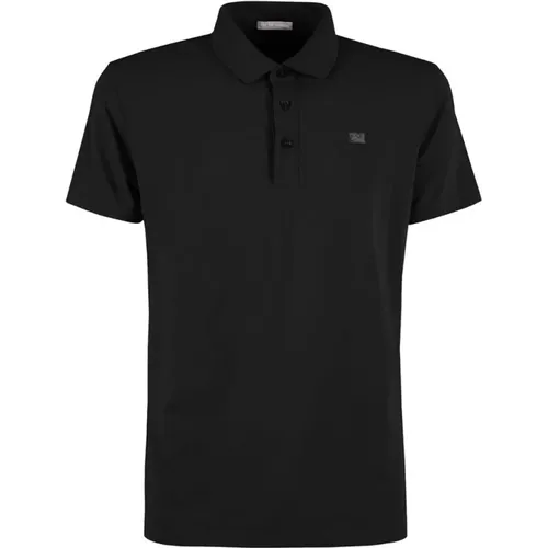 Schwarzes Polo-Shirt Drei Knopfverschluss , Herren, Größe: XL - YES ZEE - Modalova