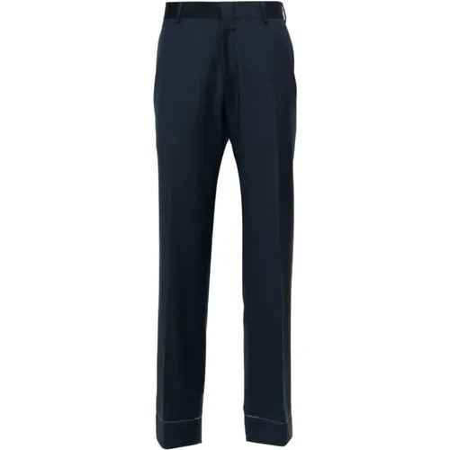 Navy Tailored Trousers with Concealed Fastening , male, Sizes: L - Brioni - Modalova