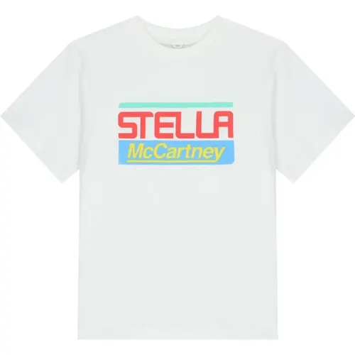 Kinder Weißes T-Shirt mit Mehrfarbigem Logo-Print - Stella Mccartney - Modalova